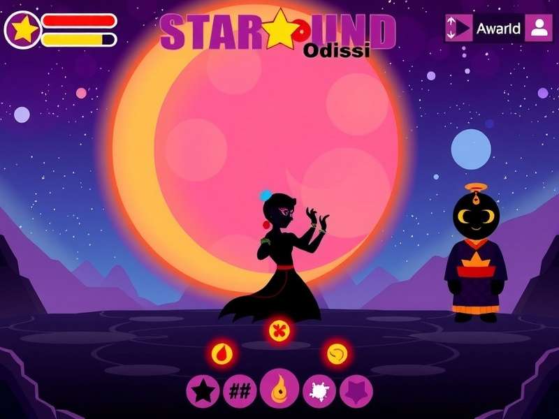Starbound Odissi gameplay screenshot showing cosmic dance sequences